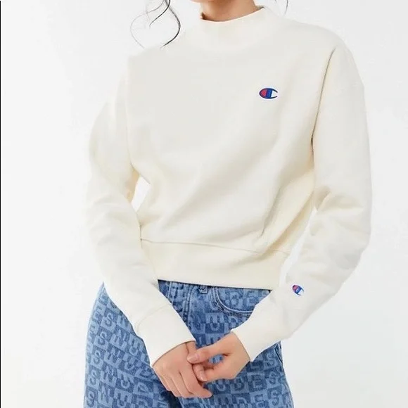 Champion Reverse Weave Mock Neck Cropped Sweatshirt - Picture 2 of 3